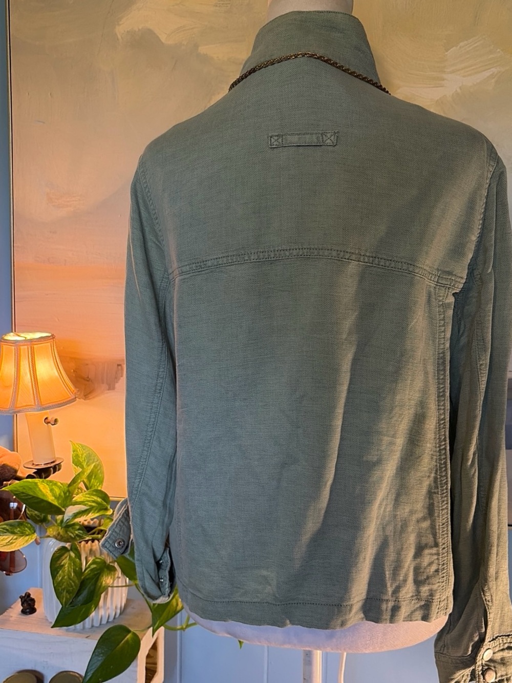 Christian Siriano Olive Green Washed Utility Jacket - Picture 3 of 8